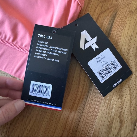 NWT Fourlaps Solo One Shoulder Sports Bra in Blush/White Size XXL - Picture 8 of 10